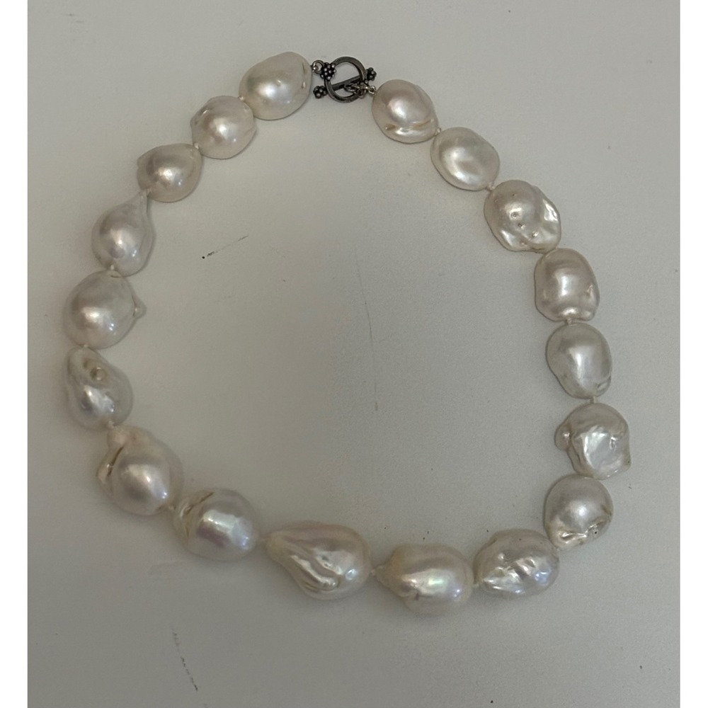 Vintage Baroque Pearl Necklace Chunky Statement Clasp European‎ Authentic Pearls